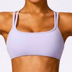 ROMANTIC LAVENDER SIZE MEDIUM CROPPED ATHLETIC ATHLEISURE SPANDEX AND POLYESTER